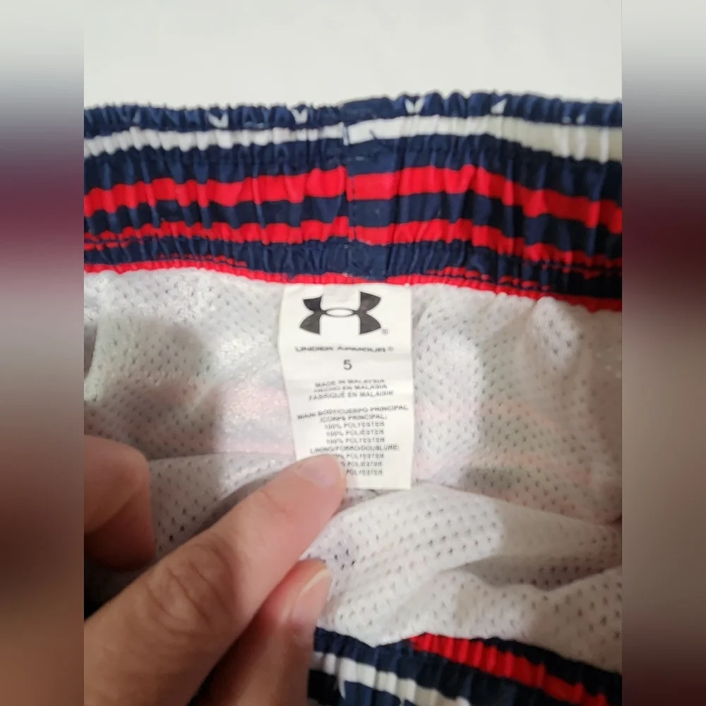 Under Armour Swim Boys Red White‎ And Blue Patriotic Rashguard And Suit Sz 5